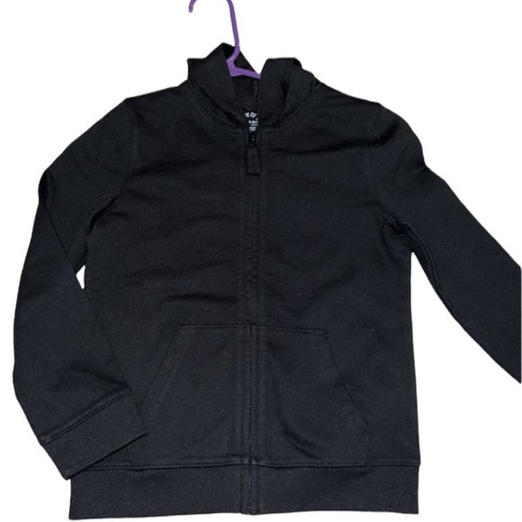 NWT Kid's Cat & Jack Unisex Black Hoodie Full Zip Long Sleeve Sweatshirt S 6/7 - Picture 1 of 4
